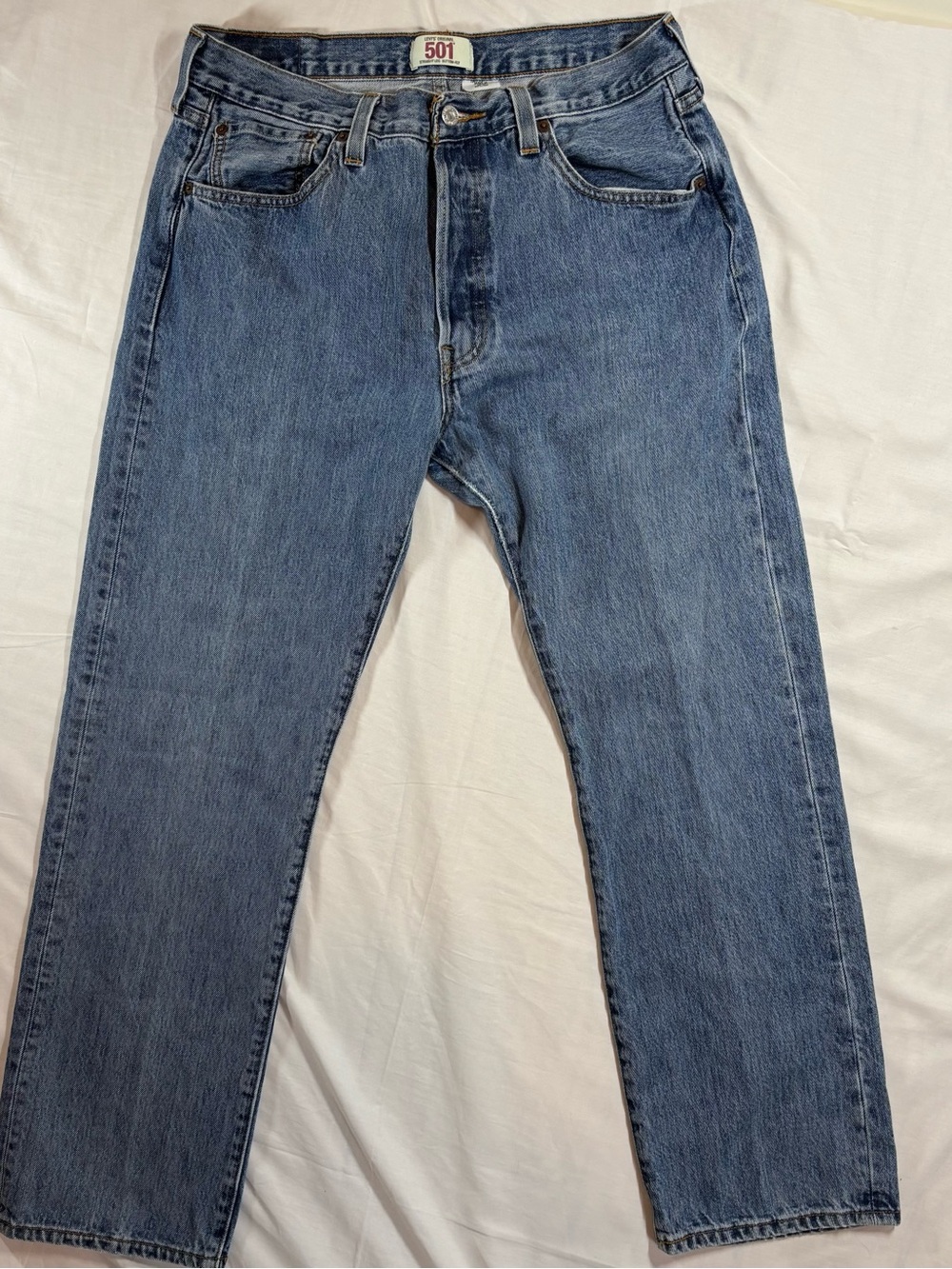 Levis 501 Original Jeans 35x30 Men Medium Wash Straight Leg Button Fly Denim